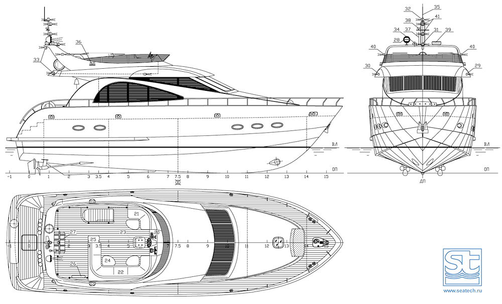 Motor Yacht LOTUS 17 Deck Plan SeaTech Ltd